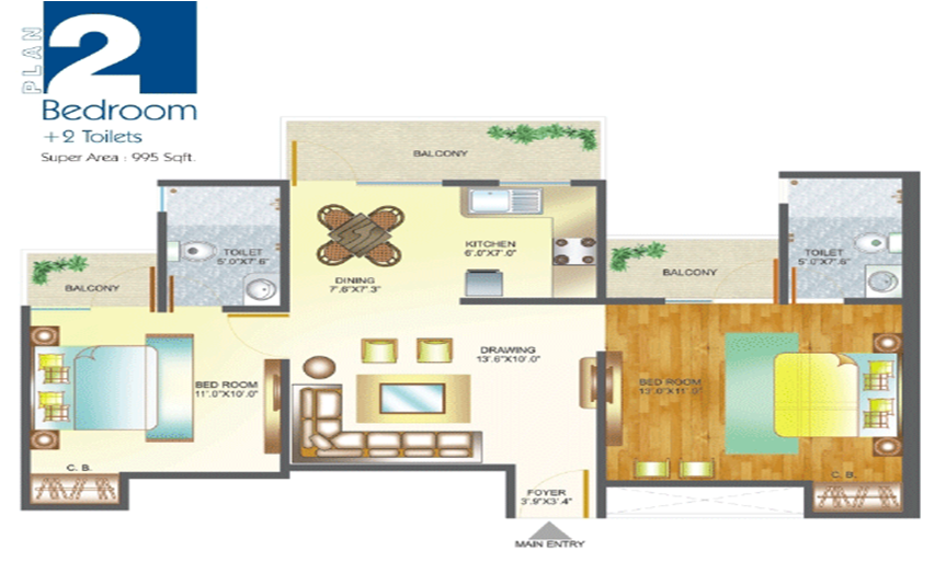 How builders use super built-up area to deceive home buyers? 2 amrapali_pan_oasis_floor_plan