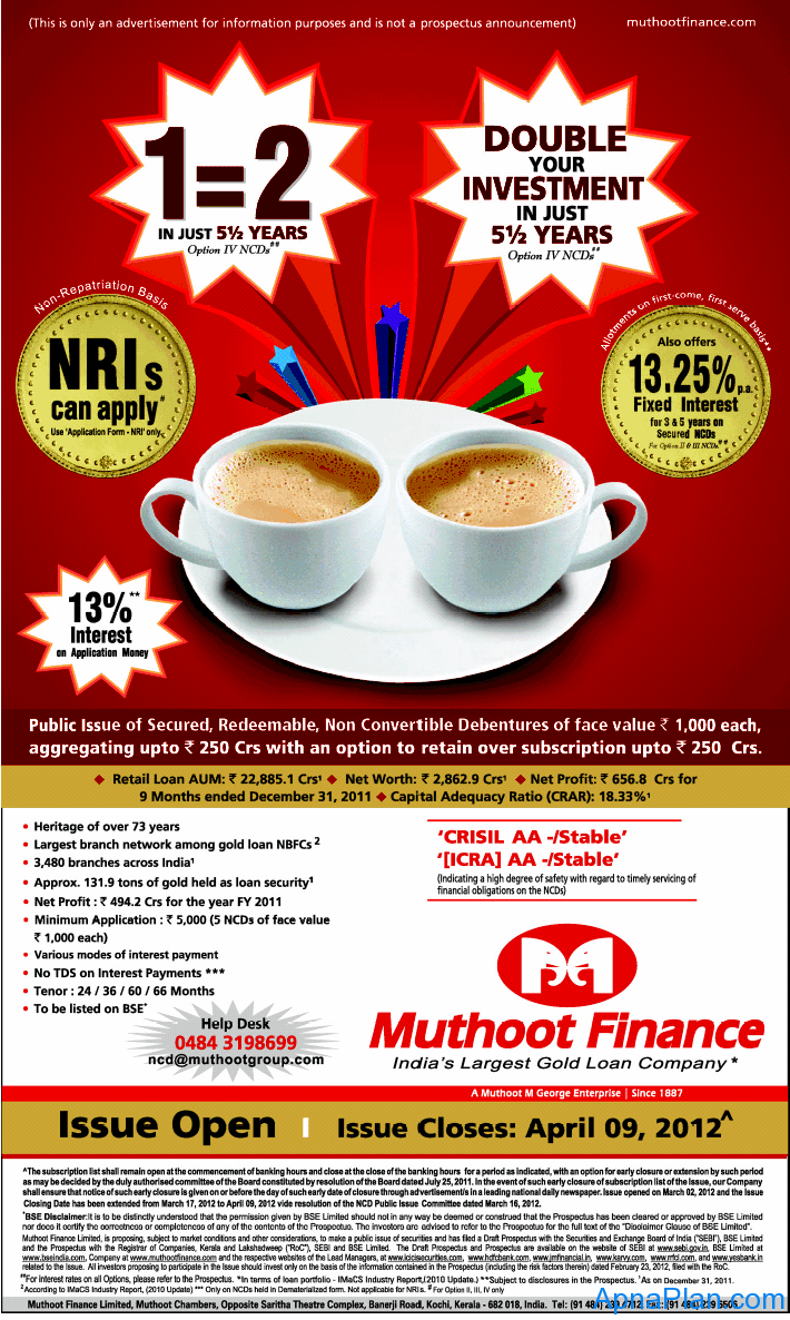 Muthoot Finance NCD date extended
