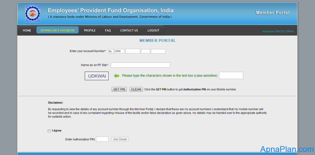 Enter your EPF Account details