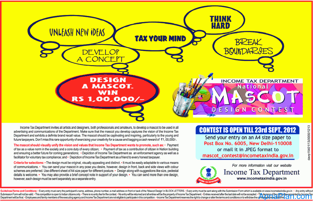 Design Mascot Contest for Income Tax Department