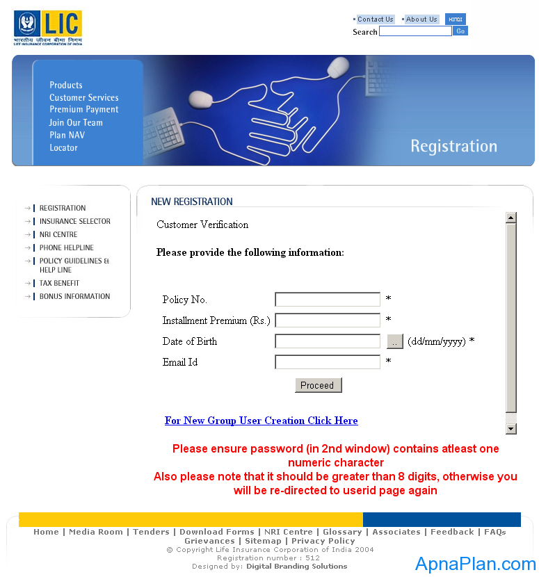 LIC Online Registration