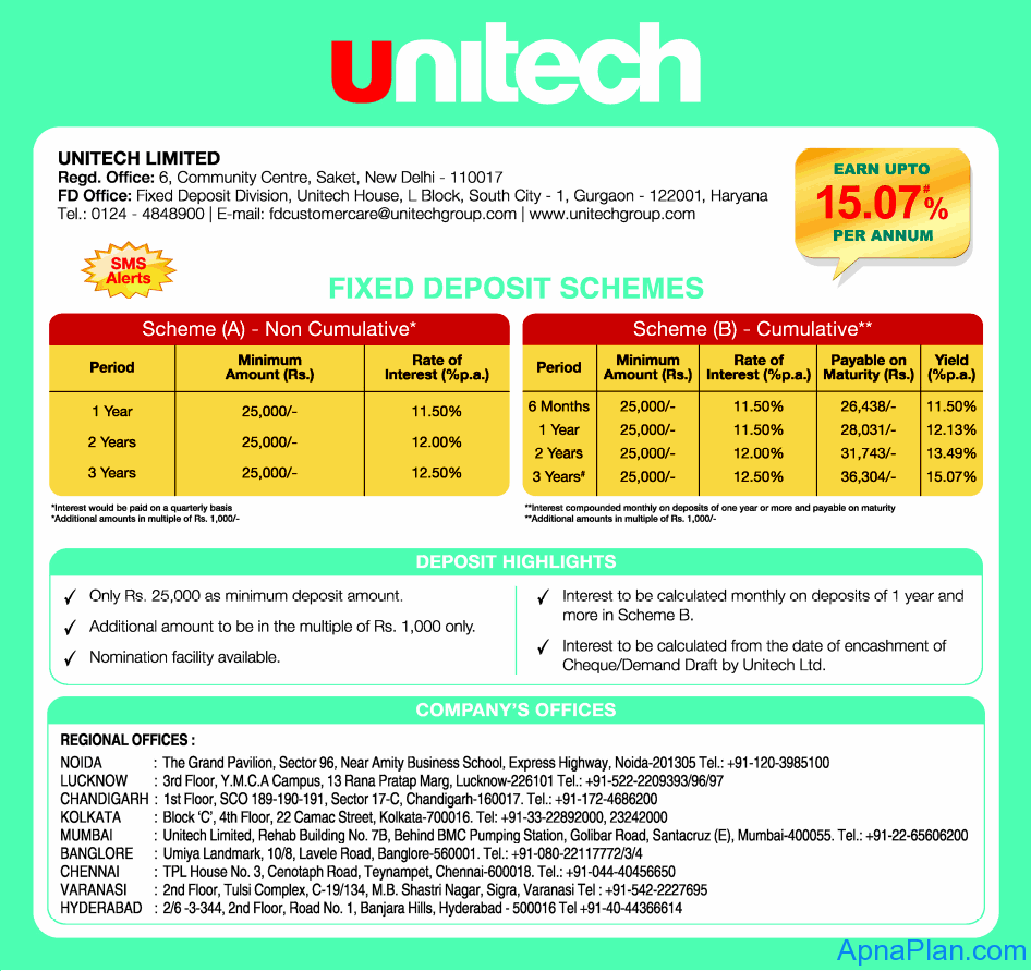 Unitech Fixed Deposit Scheme - Dec 2012 1 Unitech FD