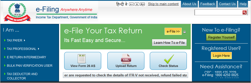 Income Tax Department for e-file your income tax returns