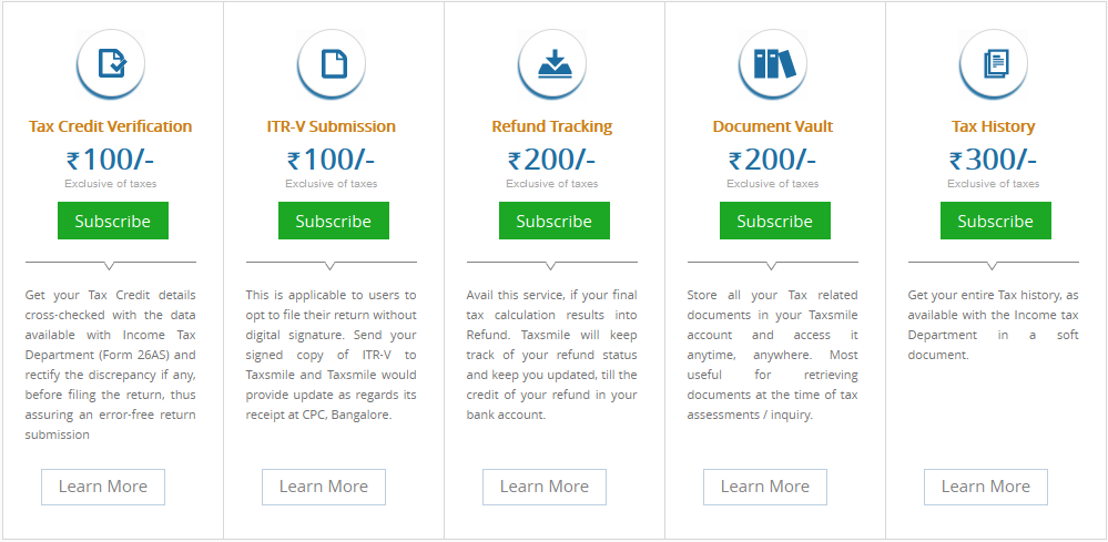 6 Websites for e-filing Income Tax Return Online for AY 2014-15 8 TaxSmile Value Added Charges