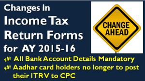 Changes in ITR Forms for AY 2015-16 1 Changes in Income Tax Return Forms for AY 2015-16