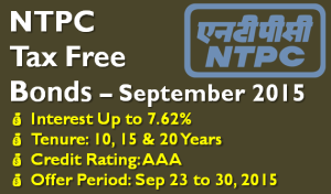 NTPC Tax Free Bonds – September 2015