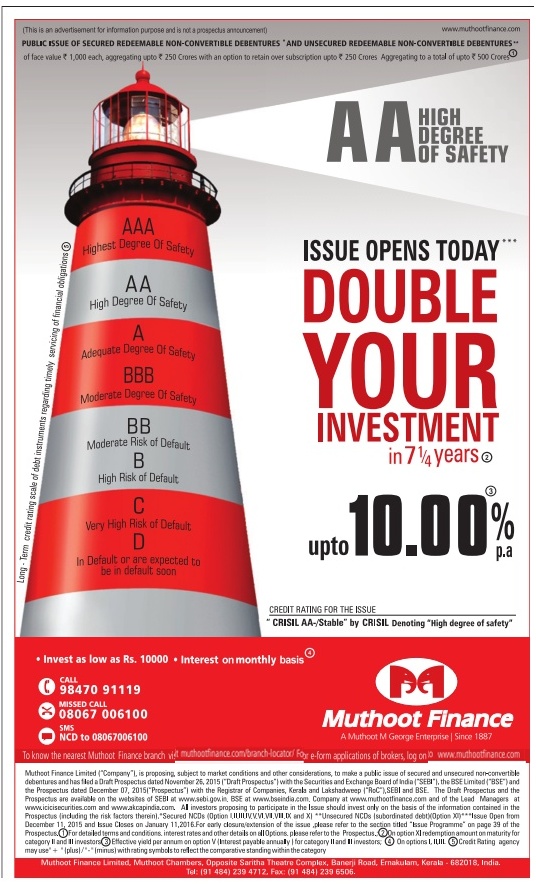 10% Muthoot Finance NCD – Dec'15/Jan'16 – Should you Invest? 3 Muthoot Finance NCD - Dec'15/Jan'16 Advertisement