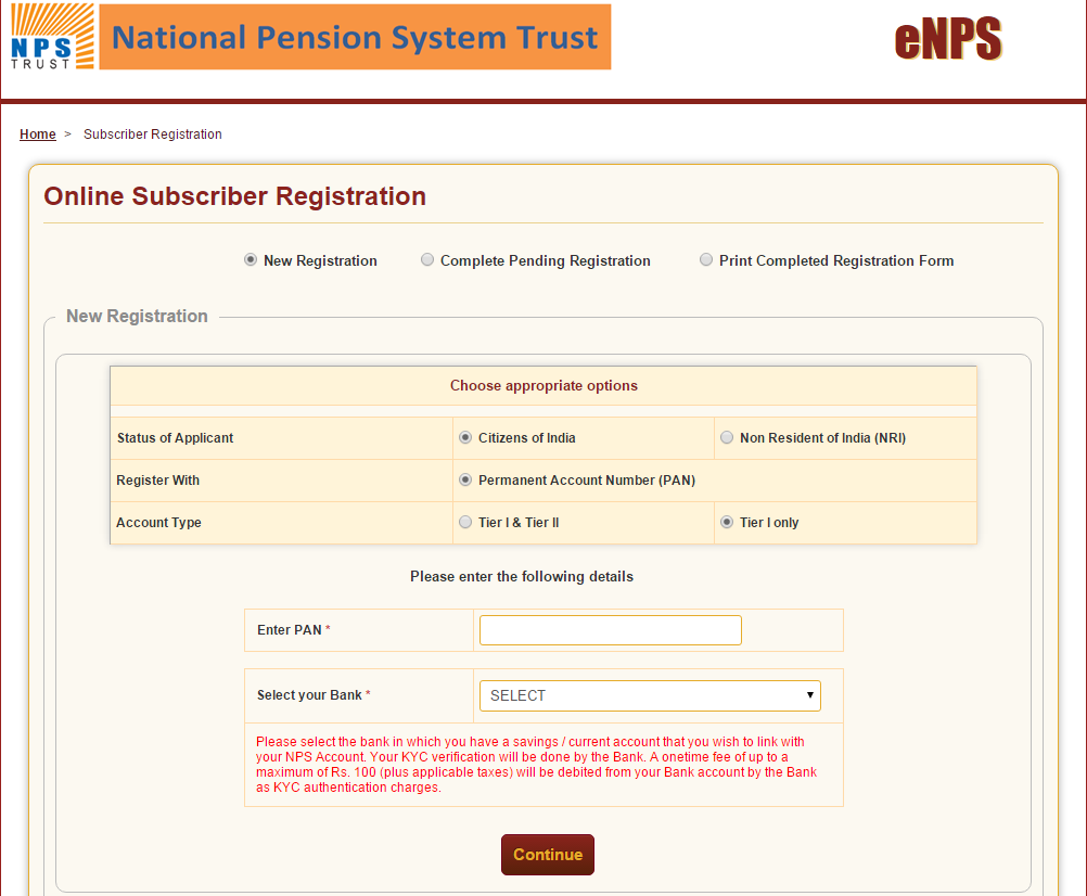 Open NPS Account Online through eNPS Portal