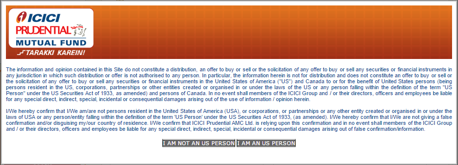 Mutual Fund Investors - Do FATCA Declaration and Additional KYC Online 3 US Person cannot invest in some Indian Mutual Funds due to FATCA - ICICI Prudential Example