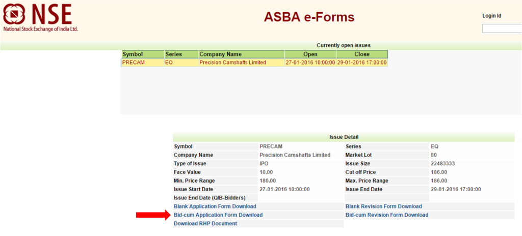 ASBA eForm for IPO Investment