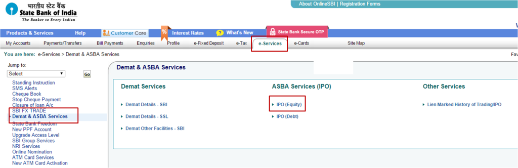 How to apply for IPO using ASBA? 2 ASBA option for IPO Investment in SBI