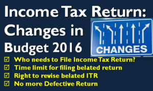 Income Tax Return - Changes in Budget 2016