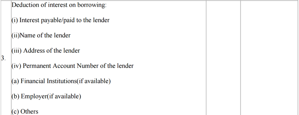 Home Loan Details in Form 12BB