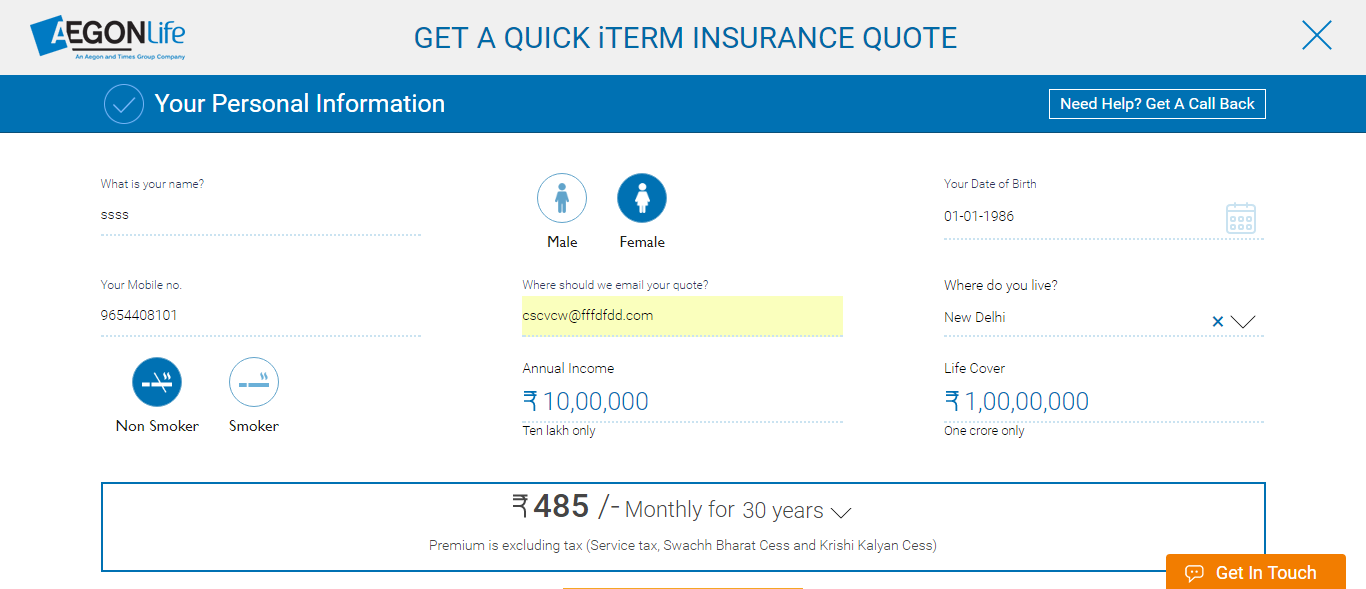 AegonLife iTerm Insurance Plan - Discount for Women