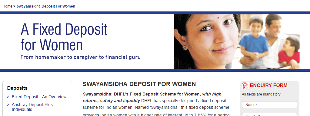 Should Women Invest in “Woman only” Financial Products? 1 DHFL Swayamsidha Deposit Scheme for women
