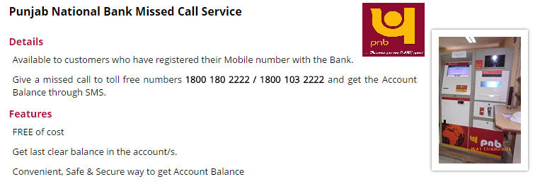 Punjab National Bank Missed Call banking Number
