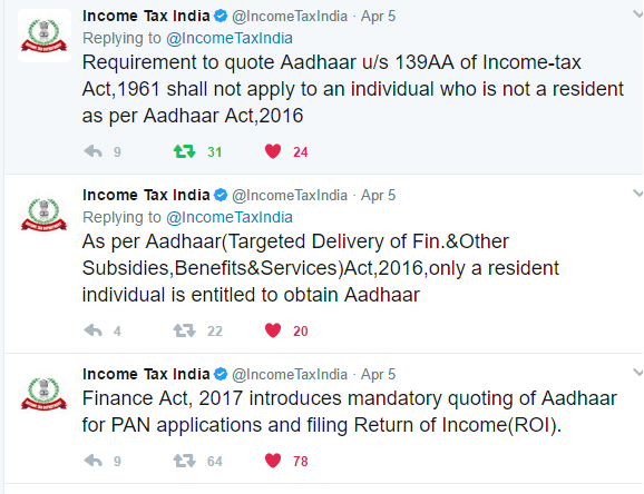 Income Tax Clarification on NRI do NOT need to link PAN to Aadhaar