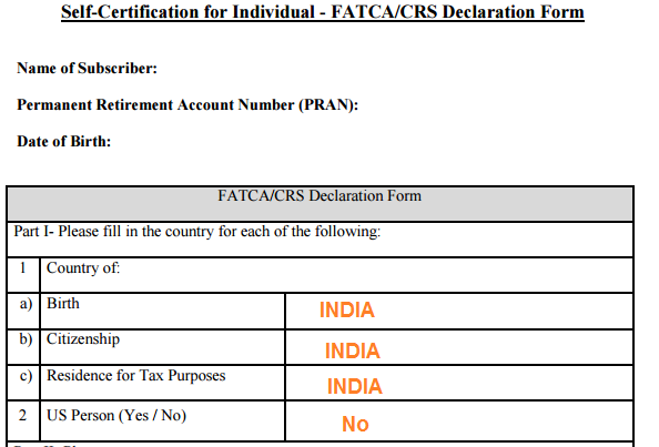 How to Submit FATCA declaration for NPS to prevent it from getting Blocked? 4 NPS FATCA Self Declaration Form - Part I