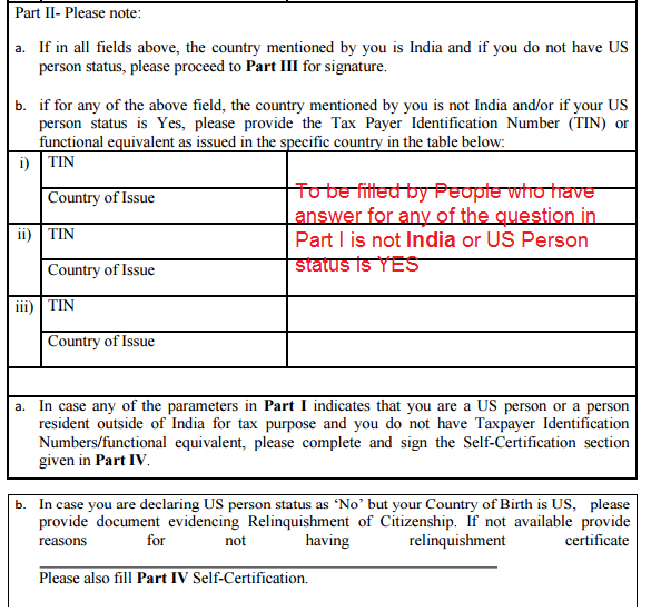 NPS FATCA Self Declaration Form - Part II