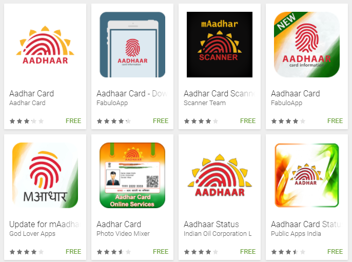 Fake Aadhaar Apps