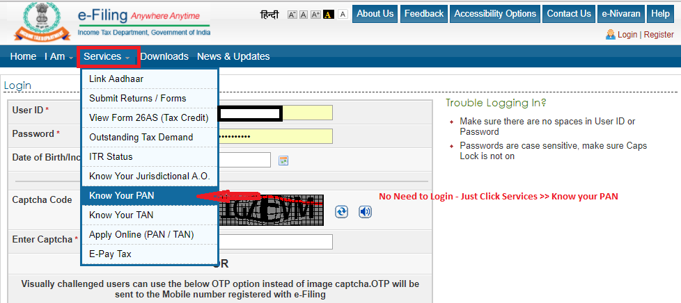 Check if PAN Card is Active - Screen 2