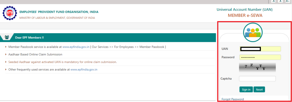 Link Aadhaar to UAN EPF - Login to UAN Member eSewa Portal