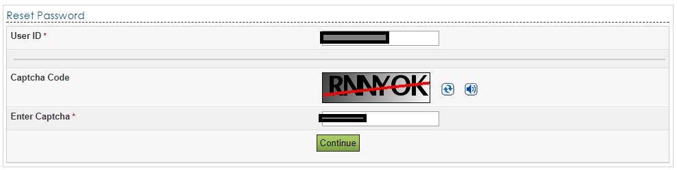 Reset Income Tax efiling Password - Screen 2