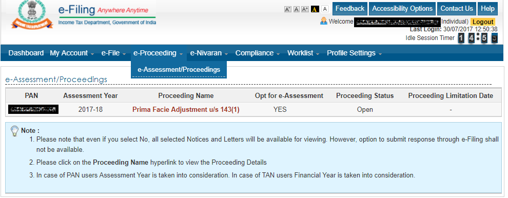 Received Income Tax Notice - Here how to Respond to it 1 e-Proceeding to Reply to Prima Facie Adjustment 143(1)