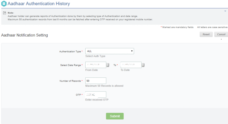 How to track if your Aadhaar has been Misused? 4 Aadhaar Authentication History - Screen 2