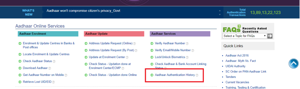 How to track if your Aadhaar has been Misused? 2 UADAI - Aadhaar Authentication History Option