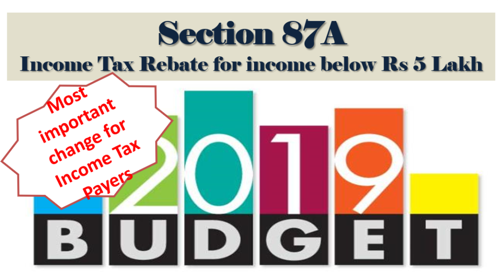 Section 87A - Tax Rebate for Income below Rs 5 Lakh - Budget 2019