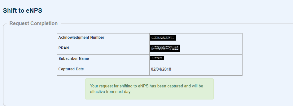 Shift to eNPS – The Process and Benefits 6 Shift to eNPS - Acknowledgement