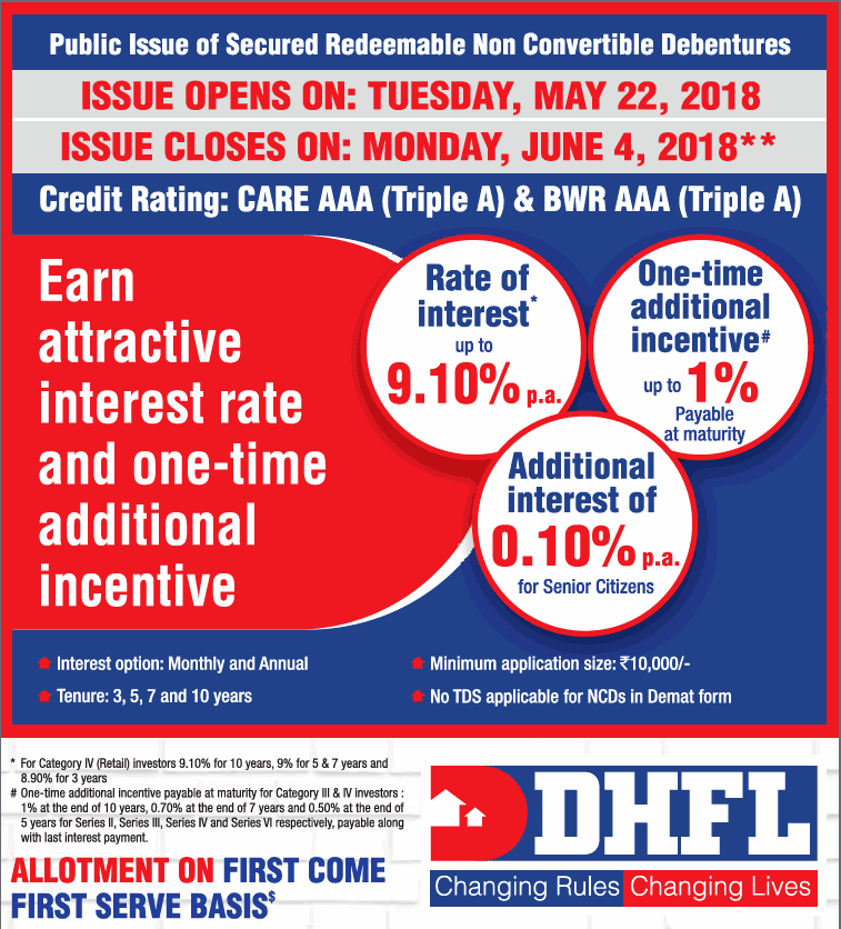 DHFL NCD Advertisement - May 2018