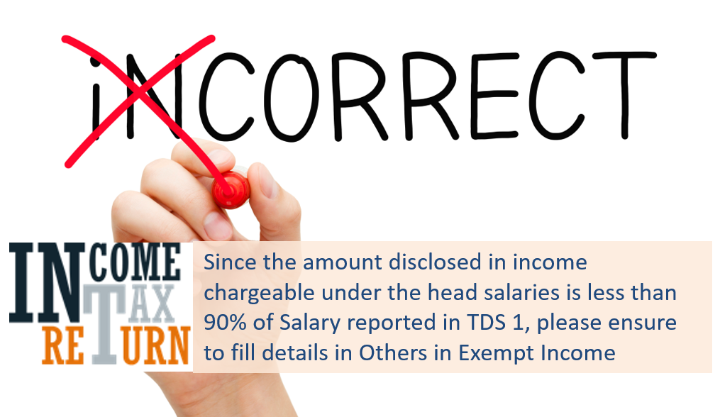 Error while filing ITR - amount disclosed in income chargeable under the head salaries