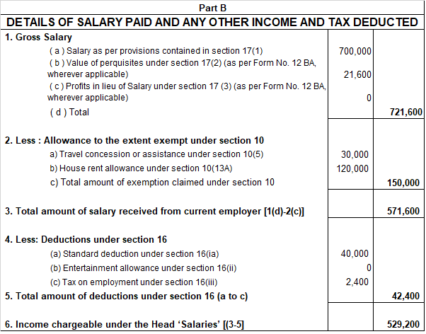 Form 16 - Part B - Salary Details