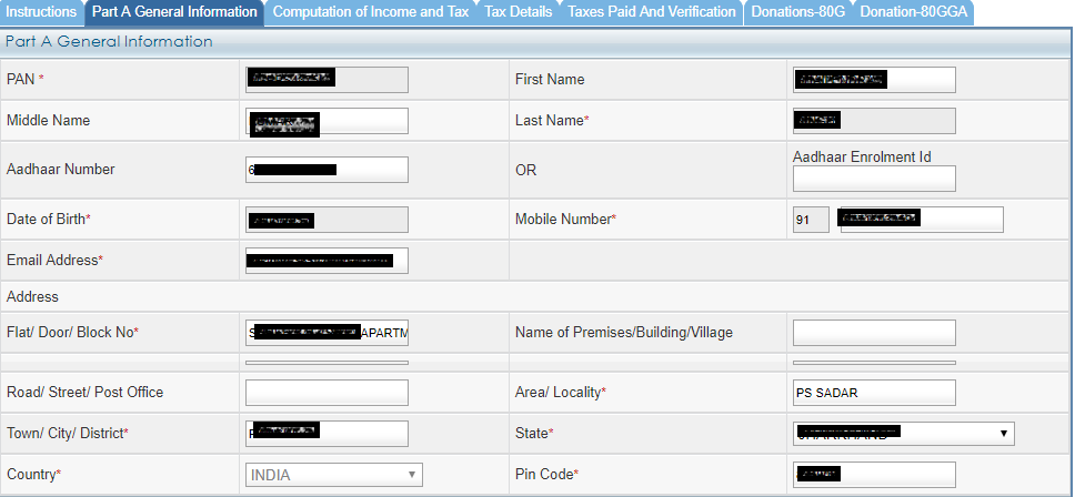 ITR 1 - General Information - Part A