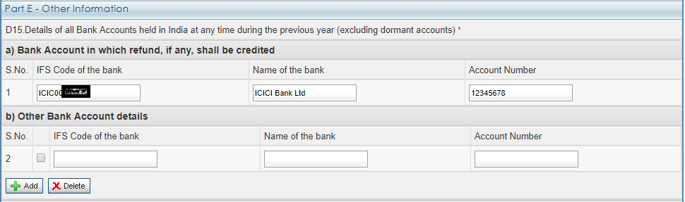 ITR 1 - Taxes Paid and Verification - Part E - Other Information