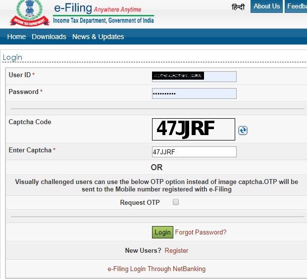 ITR Online - Login to Income Tax Return Website