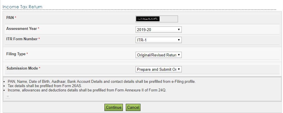 Income Tax Return - AY 2019-20